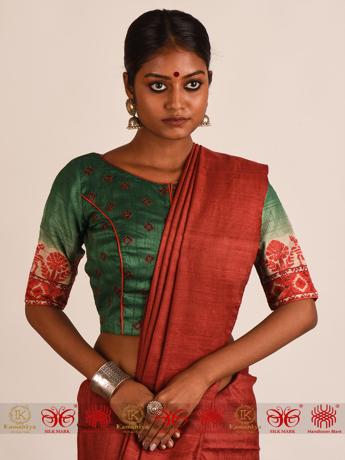 Green Aur Gulal Tussar Blouse