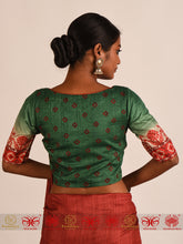 Load image into Gallery viewer, Green Aur Gulal Tussar Blouse
