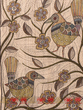 Load image into Gallery viewer, Birds Handpainted Tussar Wall Hanging
