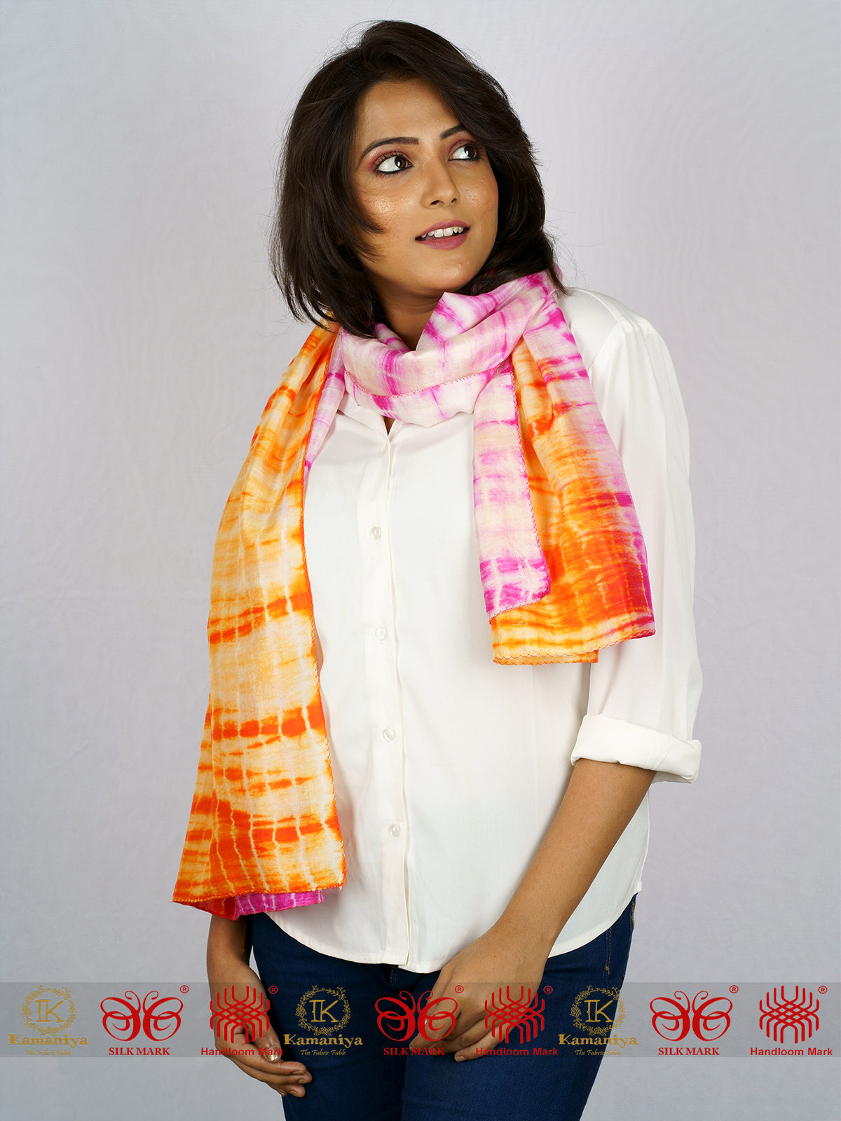 Orange Pink Mulberry Scarf